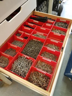 Drawers and bins hold all the little things.