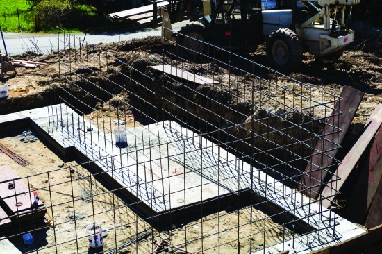 ... in the rebar gridwork for the walls.