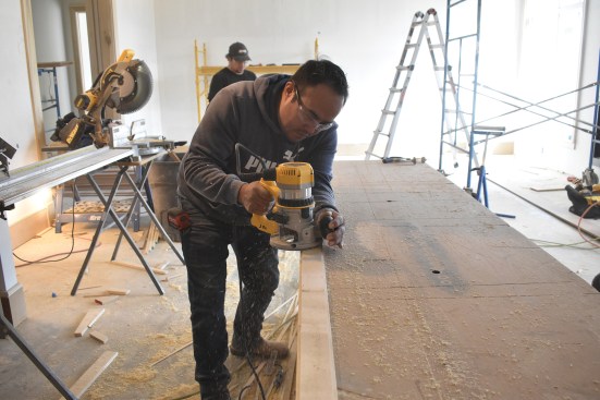 Corner strips for the beams are routed. 