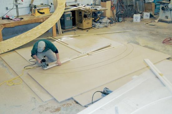 Strips of wood nailed to the floor in a “T” shape.