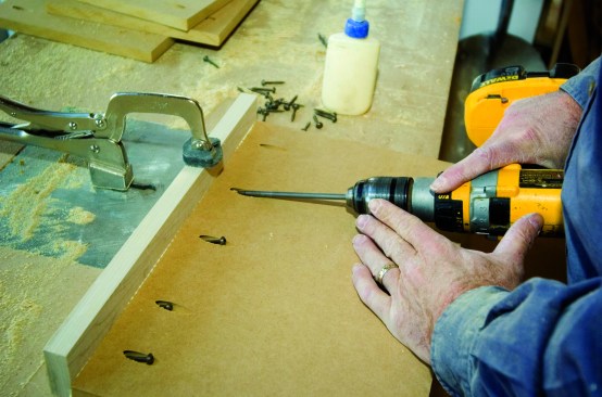 MDF also can be pocket screwed, and you never have to worry about sanding through the veneer, as you do with plywood.