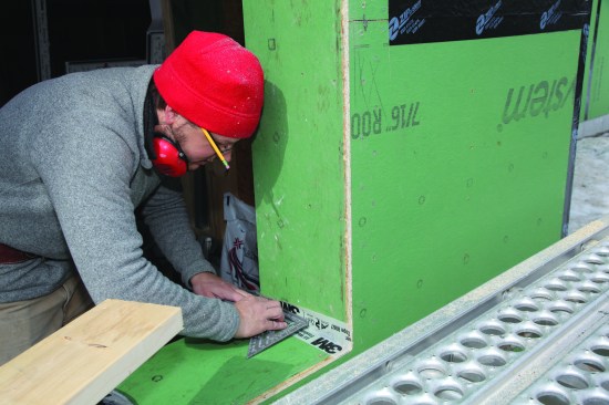 3-M All Weather tape, pressed in place and rolled, was used to seal the sill-to-jamb intersection.