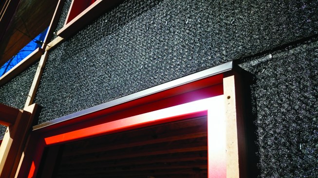 Siding nails directly over commercially available rainscreen materials like this mesh.