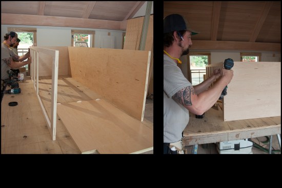 The web frame is fastened similarly, with dry-fit biscuits and GRK screws.