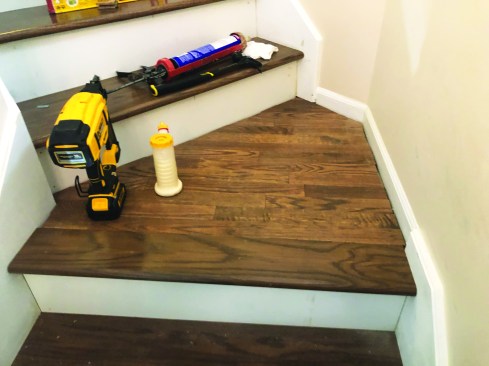 Prefinished flooring fills in the rest of the landing field.