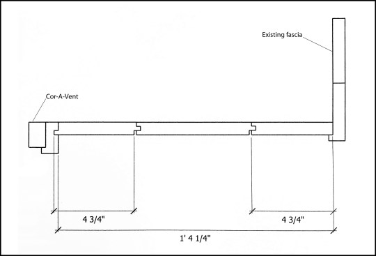 Figure 2. The author’s sketch of the assembly he used to lay over the old eaves.