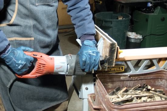 The author tested for resistance to abrasion by sawing through shingles sandwiched between pieces of OSB.