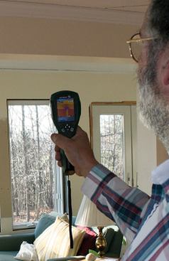 An infrared camera can be a handy tool during a blower-door test.