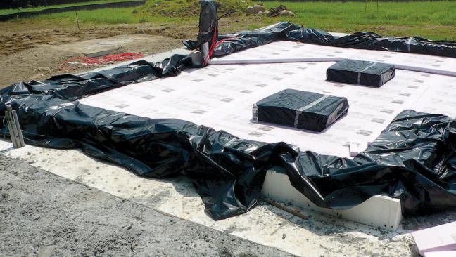 Like the footings, column pads are set directly on the foam.