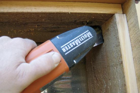 We use a Fein MultiMaster tool for the corners.