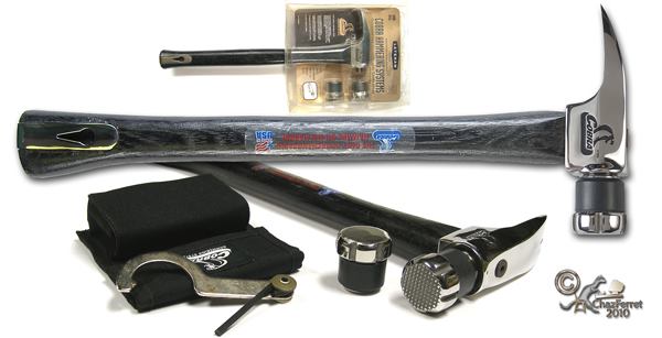 Carpenter/inventor Harold Hurley dubbed this framer the Cobra. Introduced in 2001, it had an interchangeable striking face, quick change head, and short radius nail puller. According to Hurley its downfall was the packaging; it came with a spare face so it couldn’t hang with the other hammers. Vendors often put it on the shelf with replacement handles, where few shoppers saw them. About 5,000 Cobras were produced.