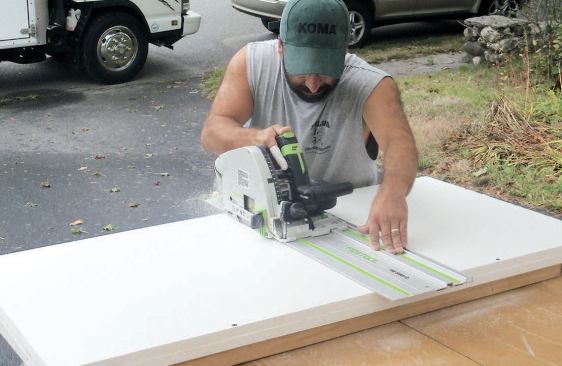Next we cut two 2-by-4-foot pieces out of 3/4-inch PVC sheet stock.