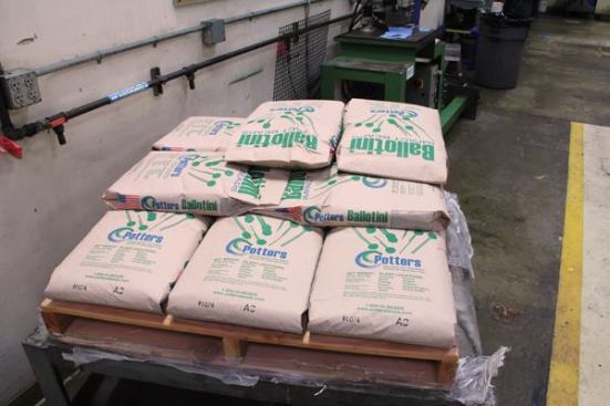 It’s part of the Leatherman look to mix highly polished and matt finished pieces. These bags of glass beads will be fed into a bead blaster and used to put a matt finish onto pieces that became polished as a result of tumbling.