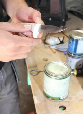 Hultafors' Painter’s Knife (MK) is just what it sounds like—a knife for painters. The slotted screw driving tip can be used for removing and installing the occasional cover plate or drywall screw. The edge will cut plastic, packaging, and whatever else a painter might need to cut. The notch just back from the tip is designed for opening paint cans…