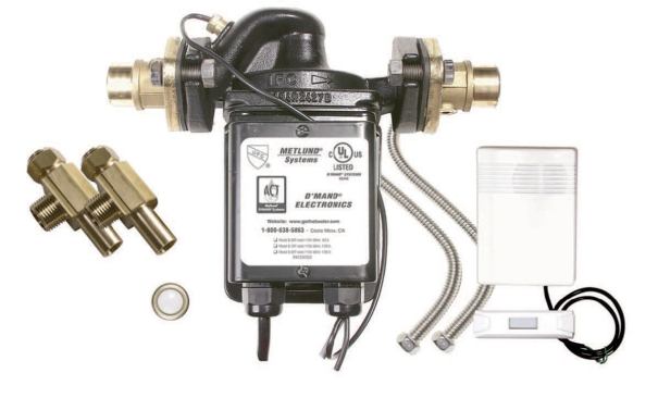 This kit includes a wireless switch for mounting on the counter and a remote receiver for installation in the cabinet. When retrofitted to existing plumbing, the pump is located at the fixture farthest from the hot-water heater.