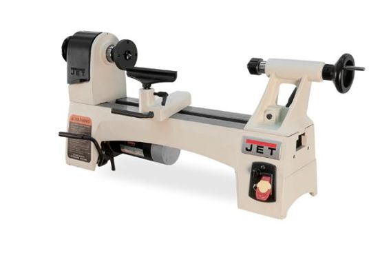 Woodworking Lathes (JWL-1015VS shown here) JET introduced two nearly identical models. The JWL-1015 has a single-speed motor and by changing the configuration of belts and pulleys can be run at six fixed speeds from 500-3,950 rpm. The JWL-1015VS has a variable-speed motor and is infinitely adjustable within three ranges determined by the configuration of belts and pulleys: 200-1050 rpm, 300-1,750 rpm, and 600-3,600 rpm. Both models share the following specs: --15 1/2 inches between centers, 10-inch diameter swing over bed. --Wider cast iron bed ways provide better stability for banjo and tailstock. --24 index stop positions; set 15-degrees apart. --Hollow tailstock allows for boring through work piece. --Cast iron construction; base model is 73 pounds, VS model 78 pounds. --Optional bed extension stretches the mini-lathes --- Six fixed speeds from 500-3,975 rpm -- MSRP: $480 (JWL-1015); $580 (JWL-1015VS) Accessories that fit either lathe include JWL-1015 Bed Extension (#719101, $130), JWL-1015 Stand (#719102; $240), and JWL-1015 Stand Extension (#719103; $100)