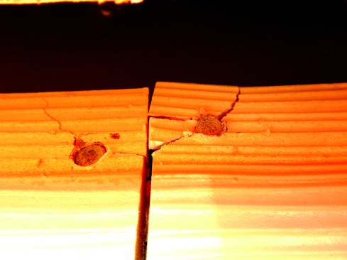 Inadequate fastening allowed the siding to vibrate when the wind blew, no doubt contributing to the early demise of many of the fasteners.