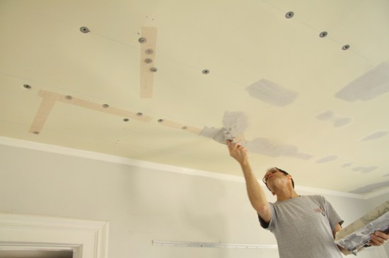 Areas that are recessed or crowned should be filled or feathered out at this time with a setting compound.
