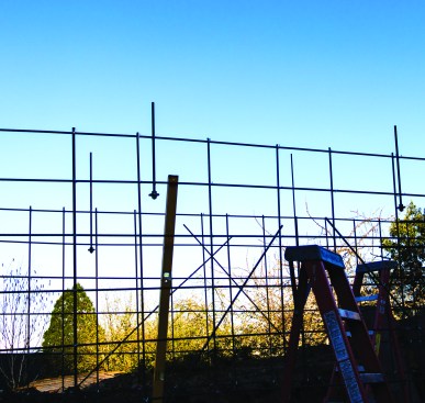 Before the formwork was erected, the crew positioned the anchor bolts.