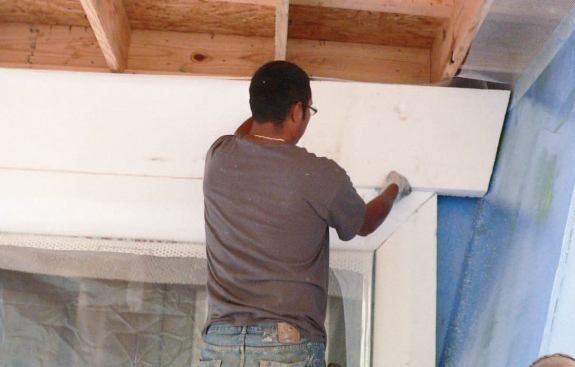 Installing the EPS panels.