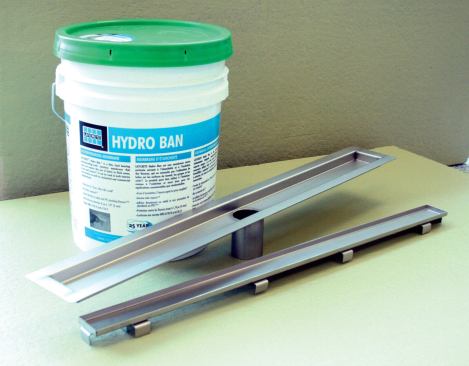 The Hydro Ban Linear Drain system is rather simple in that it comprises a drain body and a strainer.