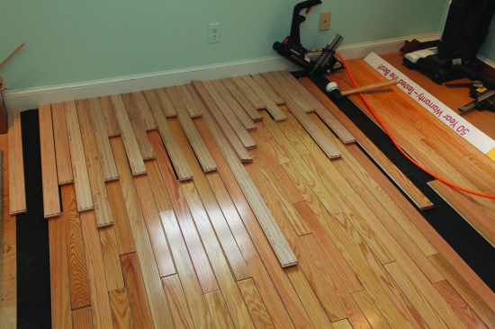 At the end of the floor, the person racking lays the final pieces upside down and backward.