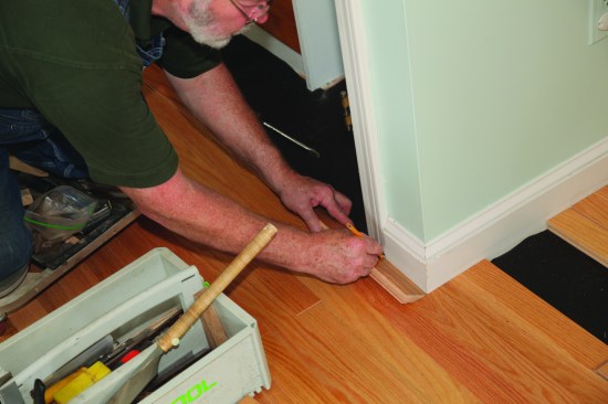 Author scribes pieces for both sides of the doorway, marking the length and width at every critical place.