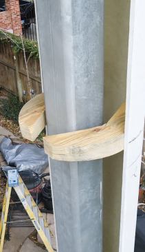 This step wasn't recommended by the manufacturer and in retrospect was probably unnecessary, but at the time the added blocking seemed like a good way to increase the bonding area between the column halves.