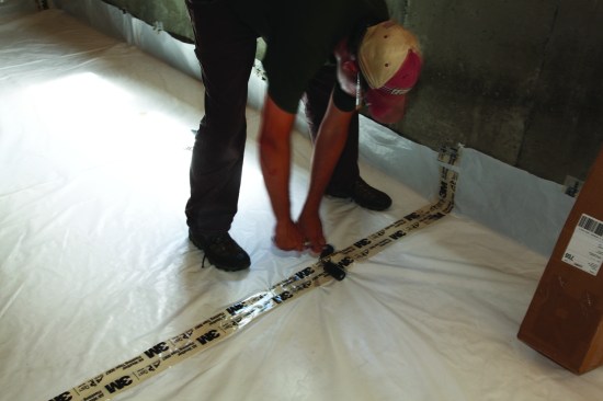 The waterproof tape was thoroughly rolled to ensure maximum adhesion.
