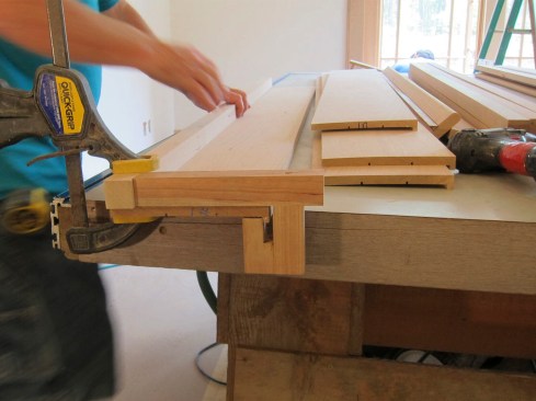A site-built jig was used to accurately align the 2x2 on the 1x8 panel.