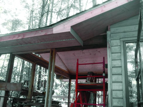 To transition the eaves, the horizontal fascia extends to the last rafter tail, and a vertical return finishes the transition.