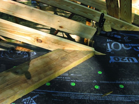 The angle is then cut and the blind valley fastened into place.