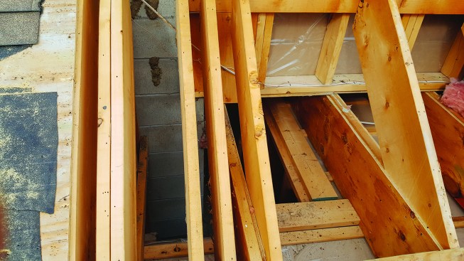 There was complicated existing framing around the chimney.