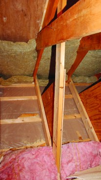 But some spaces were also accessible from inside. A small attic space was
insulated from inside.