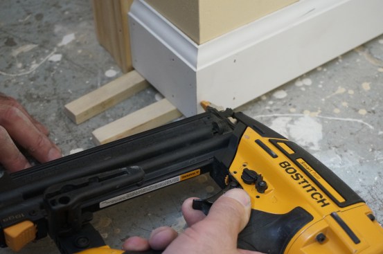 To add strength to the corner 18-gauge brads are driven into the ends in both directions.