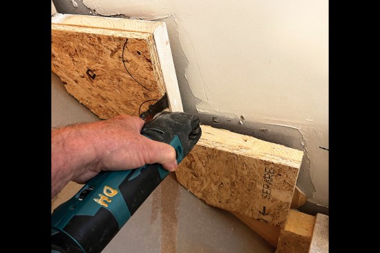 A multi-tool was used to trim the stringers where they projected past the new blocks.
