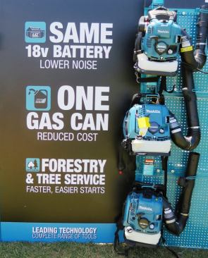 Unlike other power tool companies that make outdoor power equipment (OPE), Makita offers battery-powered, 2-stroke, and 4-stroke machines. The tools are intended for different parts of the market: cordless for smaller jobs and where noise and emissions would be a problem, 4-stroke for the costs savings and convenience of not adding oil to the fuel and where lower emissions are required, and 2-stroke for higher revs and where emissions are less of a problem.