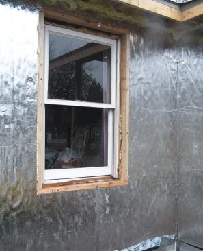The extruded polystyrene matched the thickness of the polyiso on the walls.