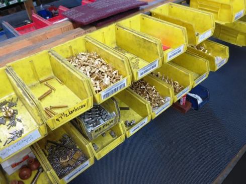 The assembly area is next to the polishing area and is the final stage before shipping. Here you can see some of the small parts used to assemble planes.