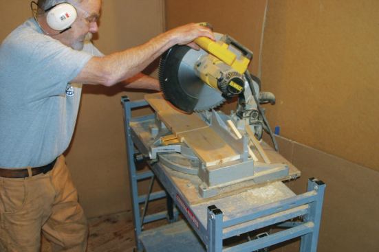 Cut the push stick to length leaving the heel about two inches long. 