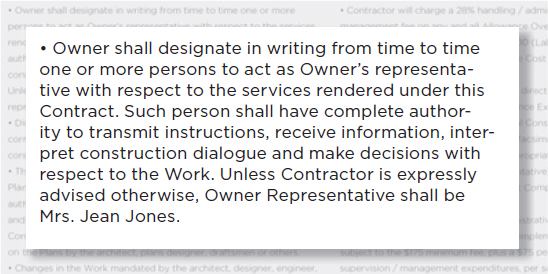 Specifying a representative.