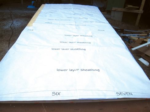 The author also printed out patterns for the dormer roof sheathing, which was cut from 1/4-inch plywood.