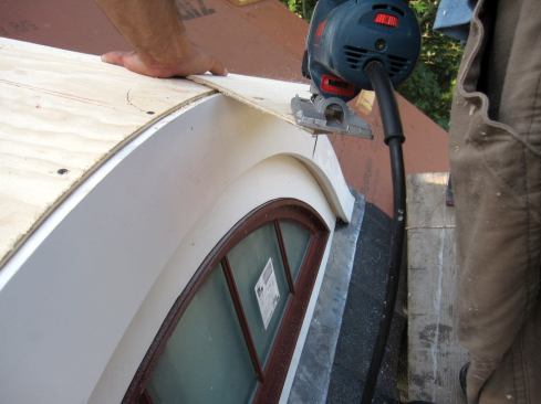 The pieces of sheathing needed some minor tweaking with a jigsaw to sit just right.