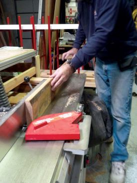 The final step on the jointer is to smooth the ripped edge of the board.