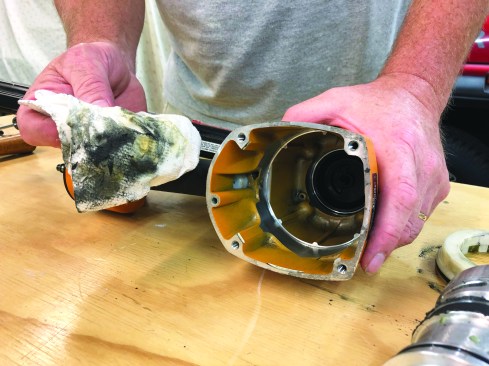 Then wipe the inside of the main nailer frame.