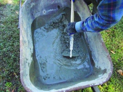 Mix all the water with half the dry mix.