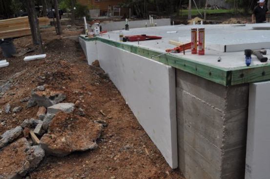 We wrapped the slab foundation with Bora-Foam, which is EPS impregnated with borate to resist termites.
