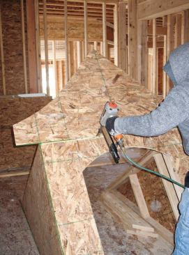 Curved Gable: The gable is nailed up.