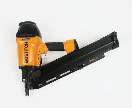 The F28WW stands out less for its performance than for the 28-degree wire-collated fasteners it uses. Popular in parts of New England, these fasteners are far less common than the paper- and plastic-collated nails most carpenters use. We like the pivoting rafter hook and push-button depth-of-drive mechanism of this tool. It has good power, but we had occasional problems with double-firing.