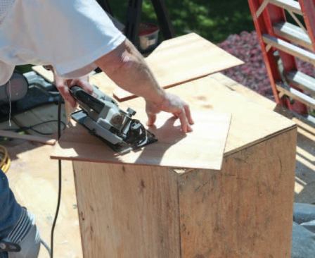 I have a bench table saw for resizing shingles and cutting finishing courses, and a small worktable where I cut the compound angles.